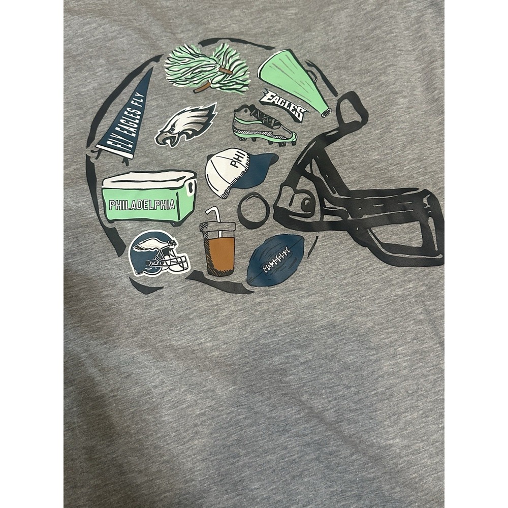 Unique Philadelphia Eagles T-Shirt Womens Large Gray Heather Pocket Back Graphic - Picture 3 of 6